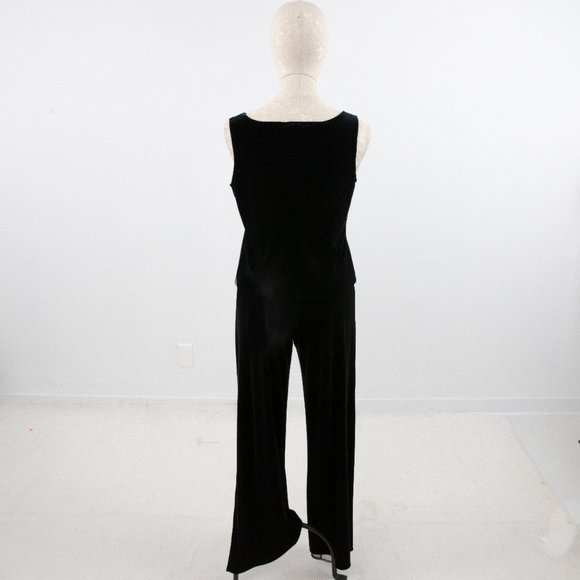 Vintage 90s M Velvet 2-Piece Set Pants Top Black - Picture 3 of 15